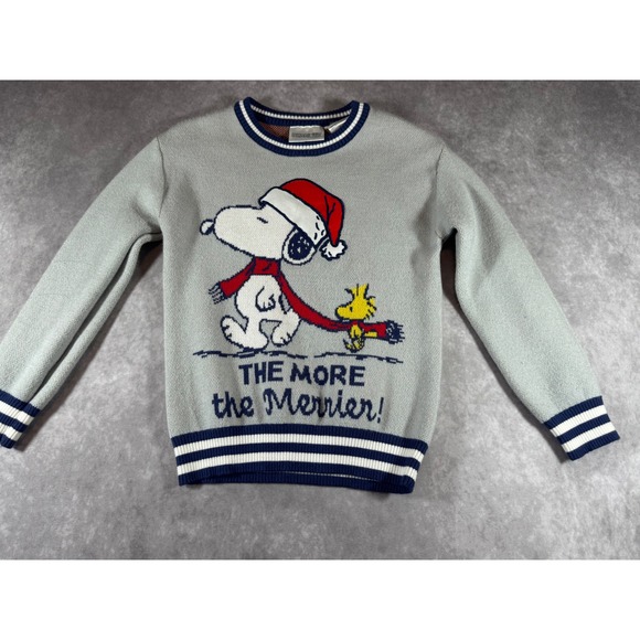Peanuts Other - Peanuts Snoopy Woodstock Christmas Sweater Kids XS 5/6 Gray The More the Merrier